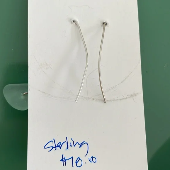 Sterling Silver and Sea Glass handmade earrings NWT - Picture 3 of 4